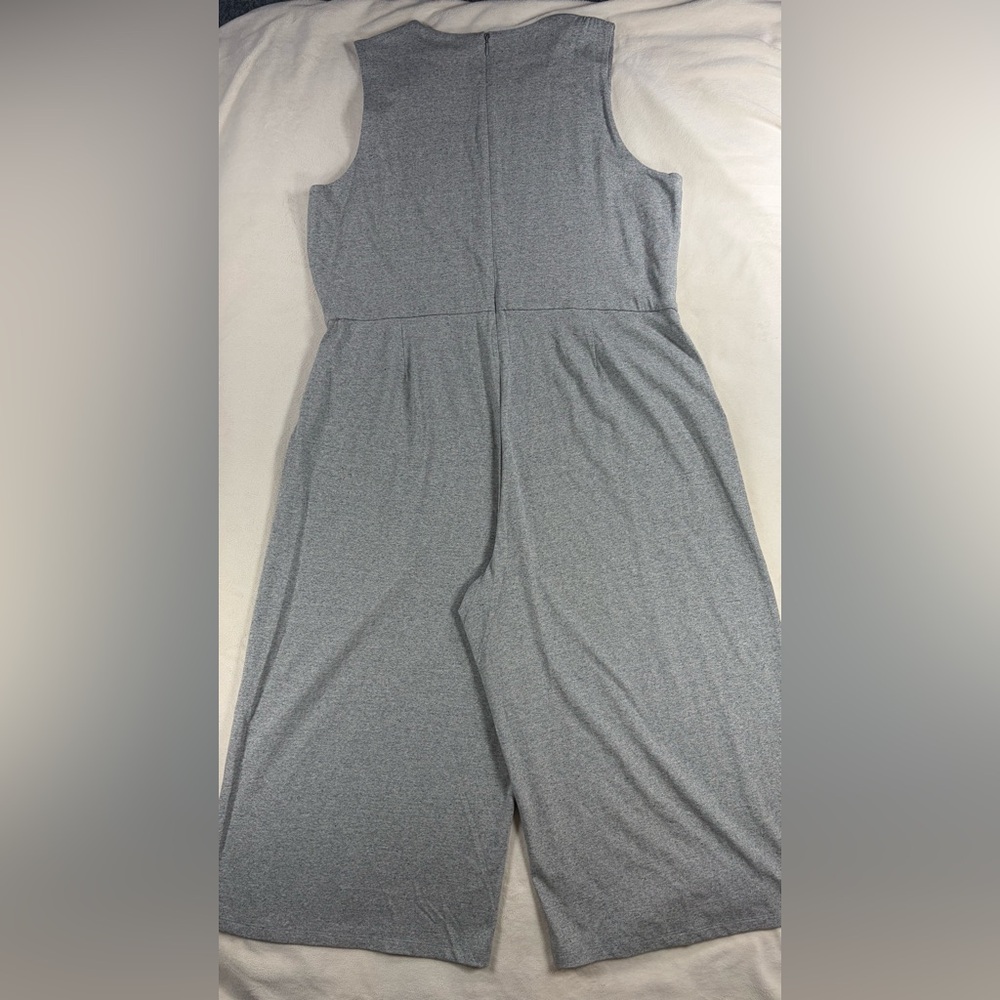 NWT Eileen Fisher Speckled Organic Cotton Jumpsuit in Moon Gray Crop Jumper XL - Picture 8 of 11